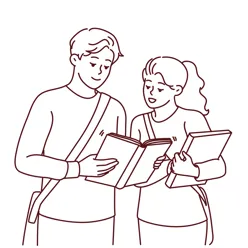 A drawing of a man and woman