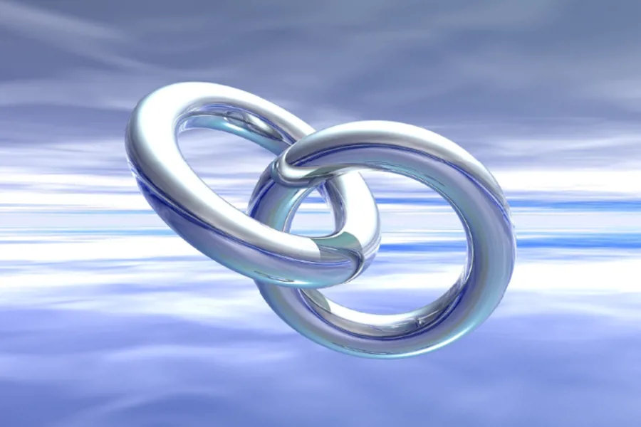 Illustrasjon av to ringer som er lenket sammen i en kjede.